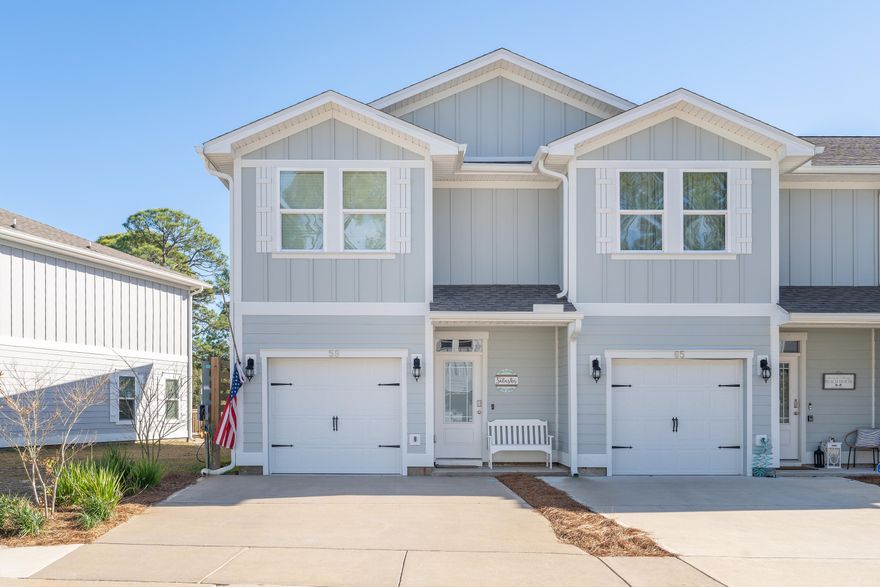 This beautiful townhome located in the new subdivision of Sandhill Pines is being sold fully furnished! The desirable corner unit has been used as a second home by the only owner. In pristine condition, the unit features plentiful natural light, luxury vinyl plank flooring, granite countertops, stainless steel appliances, and serene neutral decor. The unit conveys with all furnishings and appliances making it a fantastic investment property for long or short-term rentals. It would also make a wonderful starter home or place to retire by the beach! You're just 1.5 miles from Grand Boulevard where you can enjoy restaurants, shopping, entertainment, and Publix grocery. You're also just under 5 miles from several 30A beach accesses and a boat ramp on Choctawhatchee Bay.