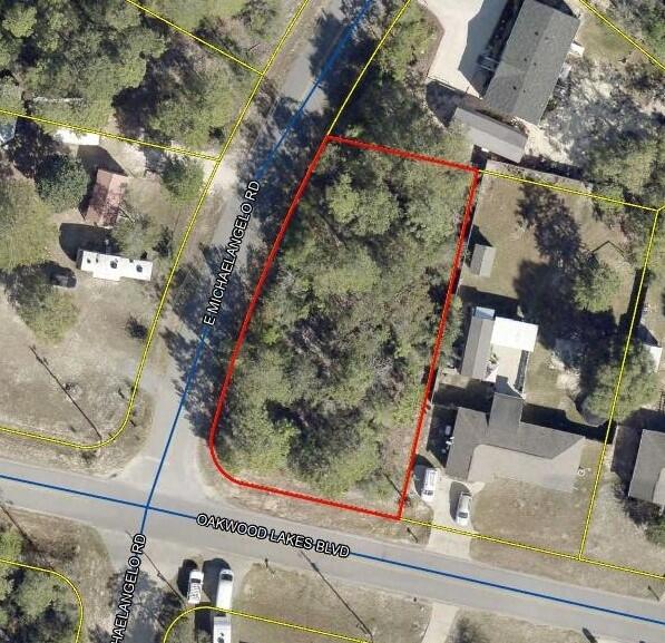 Level and dry vacant 1/3 acre lot in popular Oakwood Lakes Estates. Flood Zone X. No utility tap fees have been paid. This lot is at the corner of Oakwood Lakes Blvd and E. Michaelangelo Rd. Home to the right of the lot is 1272 Oakwood Lakes Blvd. Come take a look!
