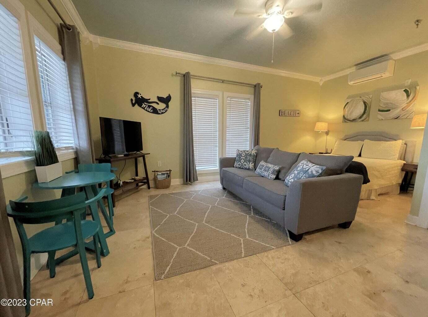 Looking to indulge in the 30A lifestyle? The Village of South Walton is perfectly located along this popular coastal corridor. Conveniently close to the shops and eateries of Rosemary and Alys Beach. This second floor END unit is full of windows and has a view of the scenic heated pool. The Studio floor plan features a kitchenette with mini fridge, microwave, sink and bistro dining area. The living space backs up to a sleeping alcove and the full bath has a tub/shower combination. This Turn-key property is fully furnished and rental ready! Walk, rent a bike, or grab the tram to the nearby deeded beach access. Enjoy onsite retail, restaurants, artist kiosks and live music along with memorable seasonal activities. A fabulous rental investment and/or vacation get-a-way! Owner's pets allowed.