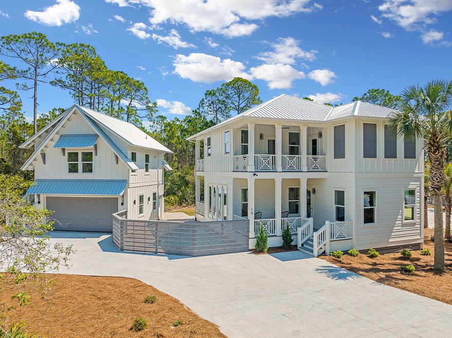 Prepare to be amazed by this stunning new beach retreat in the heart of Santa Rosa Beach! Featuring a carriage house, pool, sand volleyball court, and an oversized deck leading to a massive backyard, this one-of-a-kind home is perfect for entertaining guests or simply soaking up the sun in style. Inside the main home, you'll discover four luxurious bedrooms, a bunk room, and hall bunks, providing ample space for memorable gatherings with family and friends. The residence boasts quality finishes and furnishings throughout, including sinker cypress, quartz countertops, and luxury vinyl plank flooring. Located just 2min from the Gulf of Mexico and fantastic restaurants and shopping at the Gulf Place Town Center, this captivating beach retreat comes fully furnished.