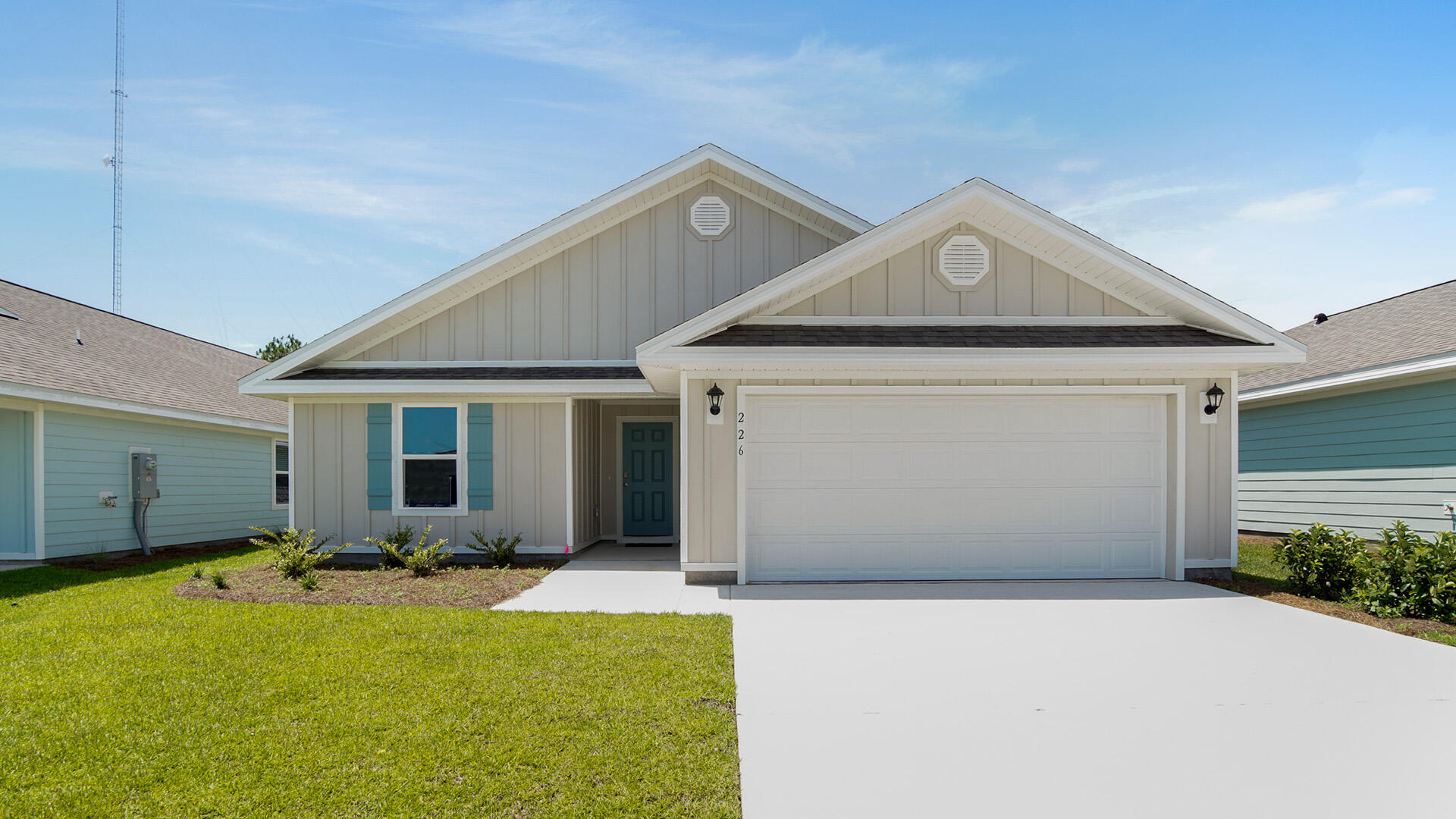 Welcome to 226 Gray Owl Drive, a new home at Owl's Head Farms in Freeport, Florida. This home is ready for move in and features the Lismore floor plan. The foyer opens to a bright living space, with two secondary bedrooms and a full bathroom tucked off to one side. These rooms are perfectly sized for guests, children, or even a home office, with each offering plenty of closet space and easy access to the shared bath. This home featuring modern finishes and engineered Vinyl plank flooring throughout the home except for the bedrooms where you'll find plush carpet.