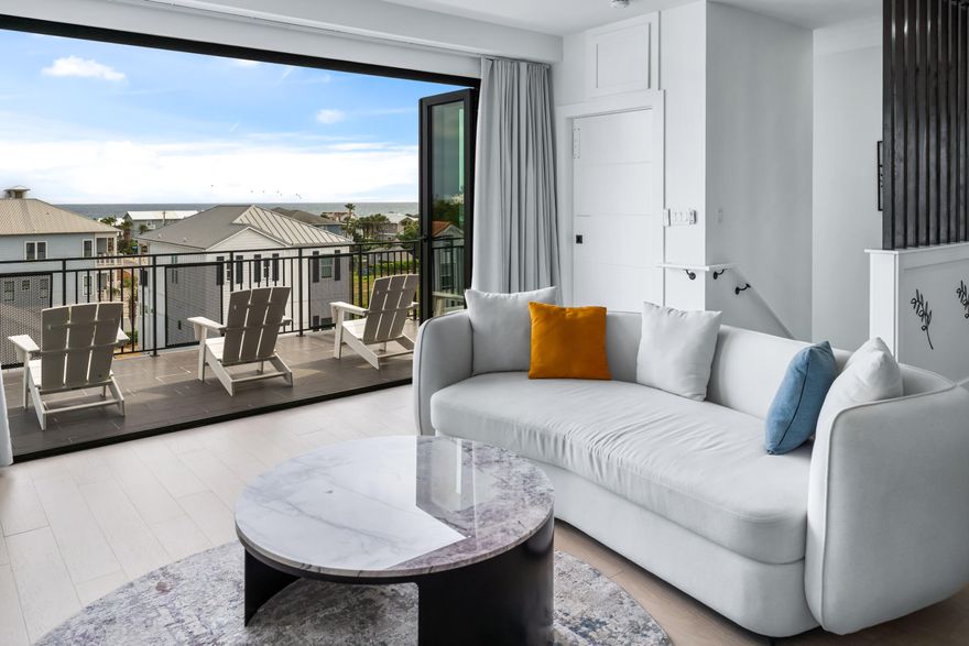 Exceptional, newly built luxury residence nestled just 800 feet from the sugar-white sands of Inlet Beach with Gulf Views. Crafted in 2023, this coastal masterpiece seamlessly blends high-end modern elegance with laid-back beachside living. Spanning four meticulously designed levels all serviced by an elevator, this 5-bedroom, 5-full and 3-half bath home redefines coastal sophistication. From the moment you enter, soaring 11-foot ceilings create a sense of space and grandeur, while premium finishes--including quartz countertops throughout and custom cabinetry--underscore the home's refined aesthetic. Whether you're entertaining or relaxing, the expansive open-concept living areas are thoughtfully designed with coastal comfort and style in mind. The first floor invites effortless gatherings with a spacious living area, wet bar, billiards table, and direct access to the private heated pool. Two guest bedrooms, a full laundry room, and poolside views make this level ideal for guests and entertaining alike.
On the second floor, discover the serene primary suitecomplete with a private balcony, custom-built closet, and a spa-worthy bath featuring dual vanities, a large walk-in shower with dual shower heads, and striking quartz walls. Two additional guest suites and a second laundry room enhance both convenience and privacy.
The third floor is a culinary dream. A chef's kitchen takes center stage with top-of-the-line stainless steel appliances, ceiling-height glass cabinetry, and a dramatic waterfall-edge quartz island. This level also includes generous living and dining spaces, along with two balconies that frame views of the surrounding coastal landscape and Gulf Views.
Ascend to the fourth flooryour private sanctuary above it all. Here, tranquility reigns with panoramic Gulf views framed by a collapsible glass wall that seamlessly merges indoor and outdoor living. A sleek wet bar and elegant powder room complete this breathtaking level, perfect for sunset cocktails or quiet moments of reflection.
Located in a non-HOA neighborhood, this home offers the freedom to enjoy the 30A lifestyle at its fullestbike or take a golf cart to nearby Rosemary Beach, Alys Beach, and the vibrant shops and dining of 30Avenue, all just minutes away.
This is not just a homeit's a luxurious coastal experience, designed to elevate every moment.