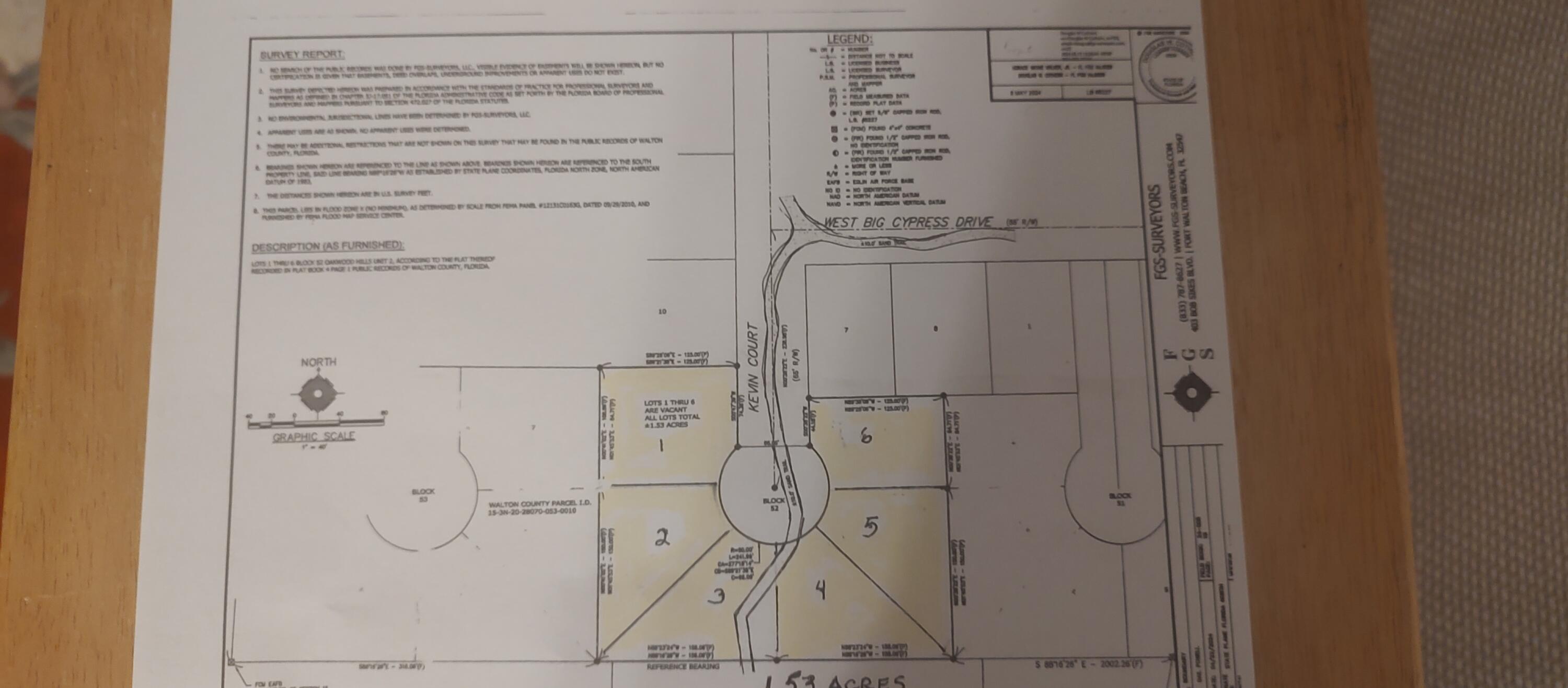 Great property located in Oakwood Hills, an up-and-coming area of Walton County.  This 1.53 acres is platted for SIX individual lots.  You can build six houses, and mobile homes are allowed on this property.   The six lots are already lots of record.  This is a great investment opportunity because all development in Walton County is now moving north.  DeFuniak Springs is the place to buy now.  Do not wait!  You will be 45 minutes to the beautiful beaches in South Walton and only 10 minutes to DeFuniak Springs city limits.  A septic and well will be required.