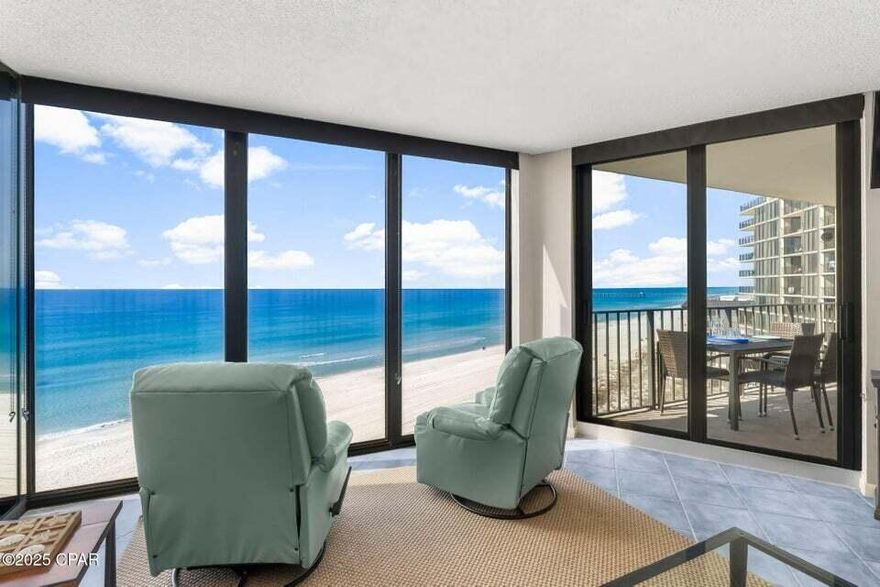 UNDER CONTRACT WITH CONTINGENCIES; SELLER ACCEPTING BACKUP OFERS.Seaside Sanctuary is a haven for beach lovers and serves as an opportunity to earn MASSIVE RENTAL INCOME. This condo has ACTUAL ANNUAL INCOME IN EXCESS OF $85,000 PER YEAR AND HAS EVEN GROSSED AS MUCH AS $99,000 RECENTLY. The fully automated, custom built website conveys with the property and does everything from booking to billing. You will get the owner's 5 star reviews and a ready made business, so your dream home can start paying for itself as soon as it closes escrow! This remodeled condo is located in the world-renowned Edgewater Beach Resort and is housed in the highly coveted 2 stack of tower 2 which provides completely, unobstructed west facing views. Its panoramic windows, optimal angle, and ideal floor level provide unparalleled vistas for as far as the eyes can see.
The owner has meticulously maintained this condo and professionally decorated it with premium furnishings for the most discerning buyers and guests. It's being offered fully furnished and appointed for your convenience. This two bedroom / two bathroom, 1366 square foot floor plan, currently sleeps 7 but is licensed for up to 10 guests. The open concept living area can comfortably accommodate even more if entertaining is your passion. A soft and serene neutral palate of color surrounds guests with tranquility and peace. Lovingly maintained by the current owner, significant investment has been made to provide a new owner with a turnkey opportunity to make instant income from Day 1. As the only full service property in Panama City Beach, Edgewater Beach Resort sells itself. Own here and enjoy tropical pools, hot tubs, sun decks and a gulf-front bar and grill. Room service is available and there is a gulf-side bar, pizza shop, full service restaurant, and a market. For the athlete in the family, the Sports Club offers unlimited golf, pro-shop, gym, tennis, basketball, shuffleboard, and even pickleball. Enjoy a day at the beach, the kids Splash Pad, or even a ''dive-in'' movie. There is ample parking for water craft, RV's, trailers, and EV charging stations onsite too. Make an appointment today and prepare to be enamored by panoramic views, quality finishes, and luxurious living.