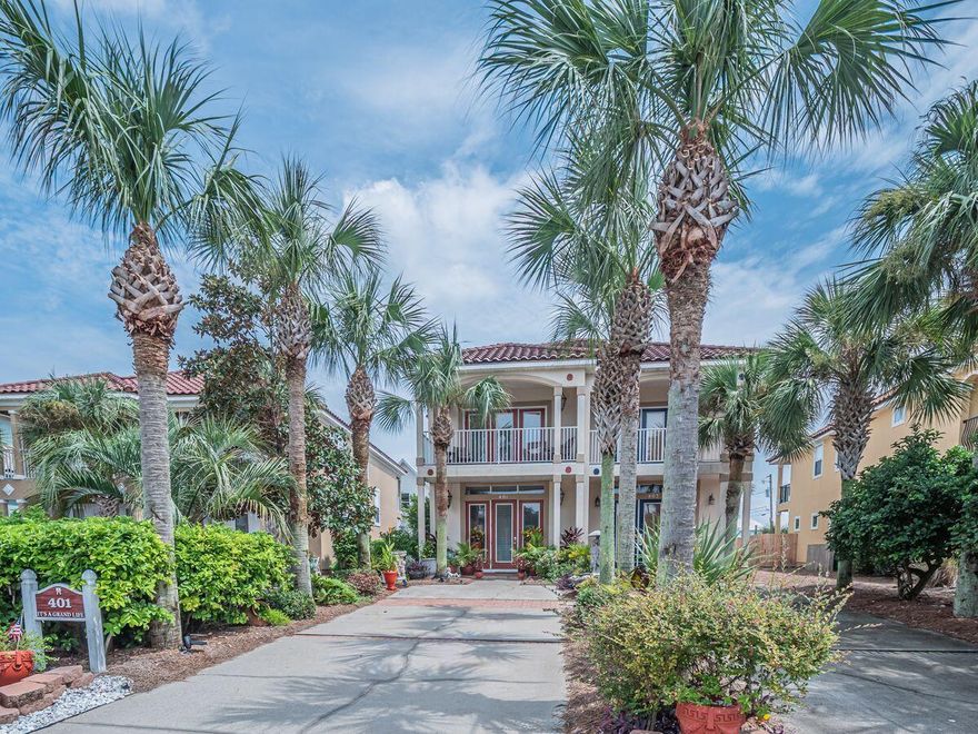 Located five miles from Rosemary Beach and seven miles from Pier Park is this three-bed, three-bath townhome in gated La Valencia Beach Resort. This vacation retreat features a spacious floor plan with nearly 1,700 square feet of living space, including well-maintained open interiors with high ceilings, crown molding, tile floors and generous windows, which help flood the unit with natural light. The first and second floors both have suite sleeping accommodations, with an owner's retreat and additional guest room and versatile bonus area upstairs. The kitchen features white cabinetry, tile counters and stainless appliances with a convenient breakfast bar for enjoying a meal before heading to the beach.