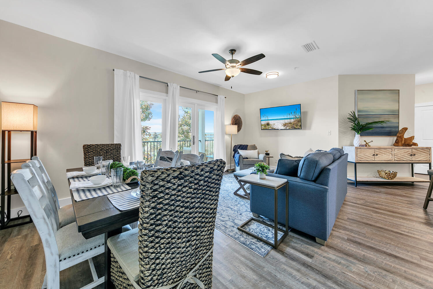 This unique oversise condo sounds like a perfect coastal getaway! With 1394 square feet, and 3 bedrooms with walk-in closets this offers plenty of room for the whole family. The peek-a-boo Gulf views add a special charm, especially when relaxing on the balcony after a day at the beach. The kitchen's island and dining table that seats six make it ideal for family meals and gatherings, and the cozy living room provides a great spot to unwind.The fully furnished setup is a huge plus, making it move-in ready, and the lock-off owner's closet for beach toys and chairs is a convenient feature. Plus, being located in a gated complex with amenities like a pool, exercise room, and ample parking adds extra comfort and security.The location in Blue Mountain Beach, with its near by shops, restaurants, and beach access, makes it a perfect vacation spot or even a second home!