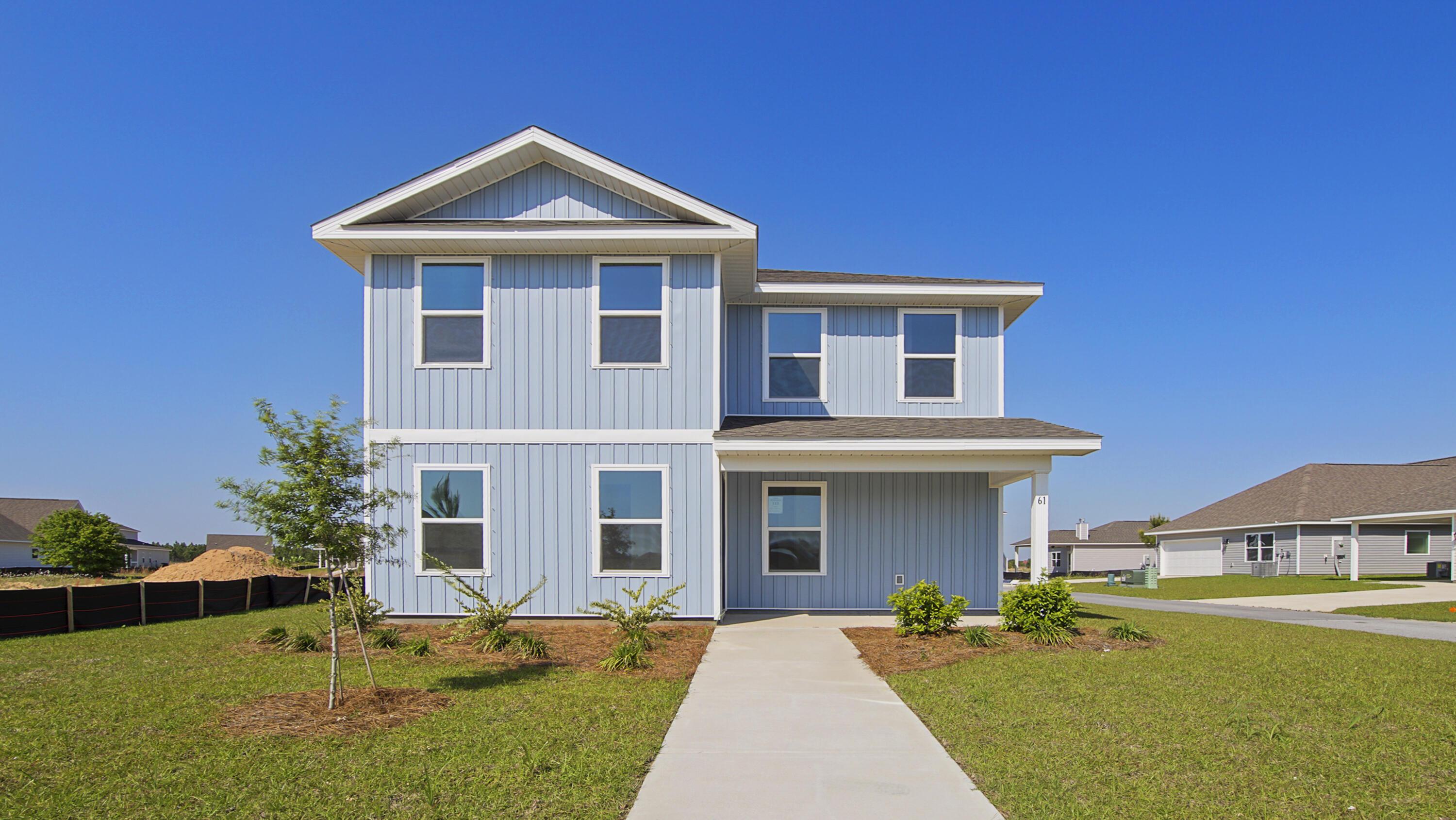 Under contract with Contingency. Seller will consider back up offers. The Owl's Head East community is conveniently located off of Highway 331 in Freeport. We are only 8 miles to Interstate 10, and 16 miles to beautiful beaches and Highway 30 A. We offer 6 floor plans, 3 and 4 bedrooms. This community offers a community area with paved walking trails and a spring fed lake. | The Inzer is a 2 story 4 bedroom, 2 1/2 bathroom home. The primary bedroom is on the first level. 3 bedrooms are on the second floor with a flex space. This home offers a Front and back covered porches. This home has a half bath downstairs, that is perfect for guests.