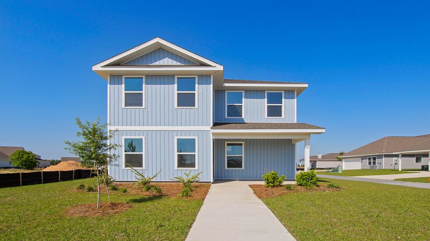 Under contract with Contingency. Seller will consider back up offers. The Owl's Head East community is conveniently located off of Highway 331 in Freeport.  We are only 8 miles to Interstate 10, and 16 miles to beautiful beaches and Highway 30 A.  We offer 6 floor plans, 3 and 4 bedrooms. This community offers a community area with paved walking trails and a spring fed lake. | The Inzer is a 2 story 4 bedroom, 2 1/2 bathroom home.  The primary bedroom is on the first level. 3 bedrooms are on the second floor with a flex space.  This home offers a Front and back covered porches. This home has a half bath downstairs, that is perfect for guests.