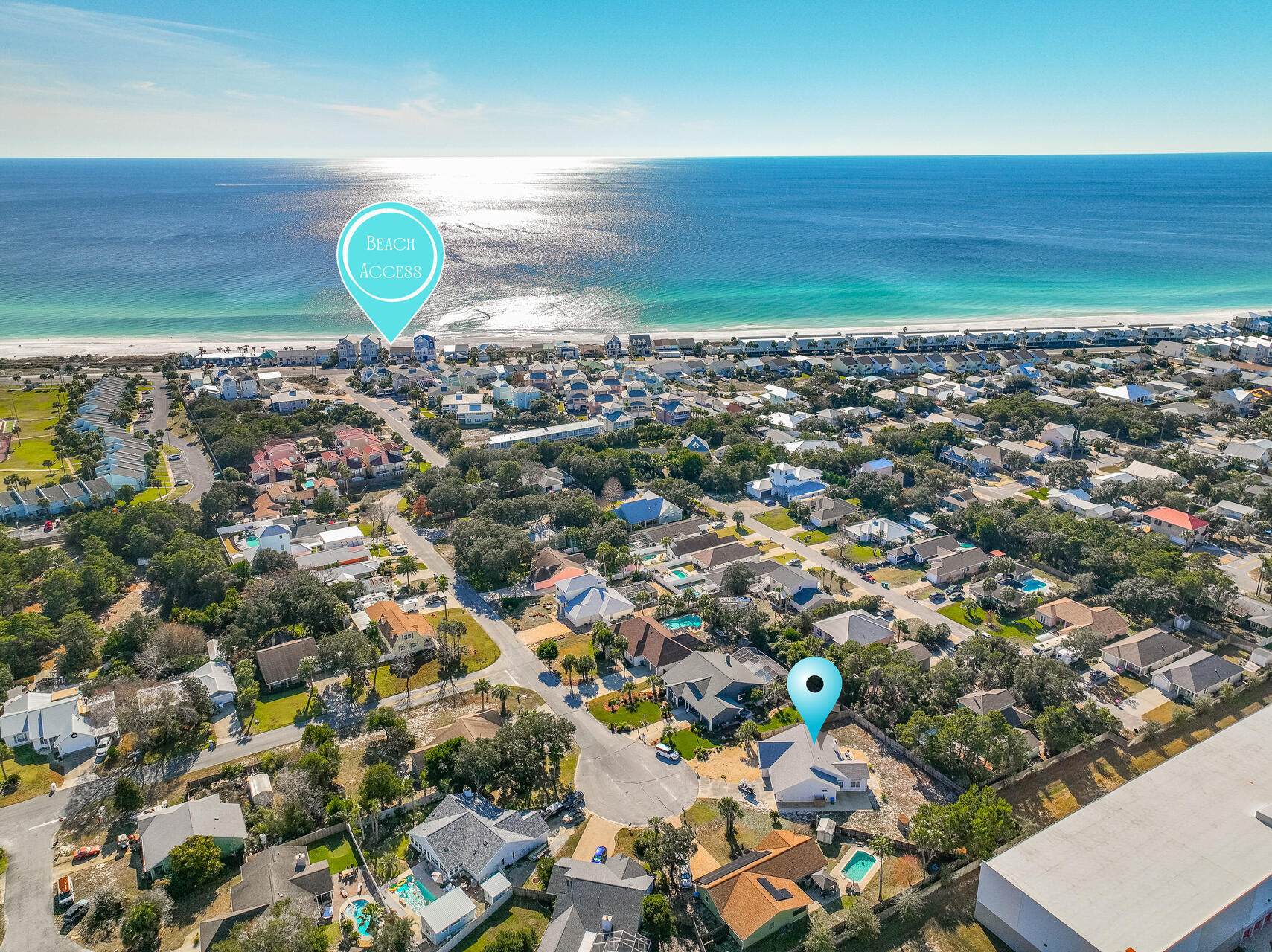 Welcome to carefree coastal living in Panama City Beach's desirable west end. This fully furnished 3-bedroom, 2-bath home showcases extensive updates (2020-2024) including a new kitchen, bathrooms, flooring, and roof. Cruise to the beach in your new 2024 6-seater passenger golf cart makes beach trips and local adventures a breeze! The peaceful cul-de-sac setting provides a tranquil retreat while keeping you close to shopping and amenities.