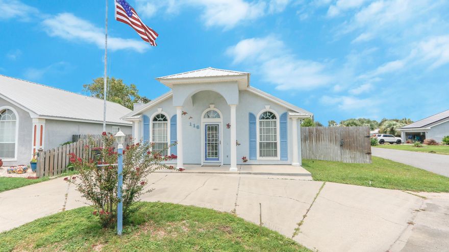 PRICE REDUCED! Great news, Home is priced below recent Appraised Value and Seller will also include Hot Tub purchased only 1 year ago! FANTASTIC BEACH HOUSE in a neighborhood for only 2nd homeowners and permanent residences. No vacation rentals allowed. It is just steps to the beach! This 2 bedroom / 2 bath beach home with screened in porch in back is located on a great corner lot with a circular driveway. The home has an open floor plan, vaulted ceilings, eat-in kitchen open to Living room, new HVAC, hot water heater, screened-in back porch, fenced backyard and nice landscaping. Open Sands which is a neighborhood where you can borrow a cup of sugar from your neighbor yet only steps to the beach, very close to Pier Park, the Beach, Restaurants & Entertainment, and is Golf Cart friendly!