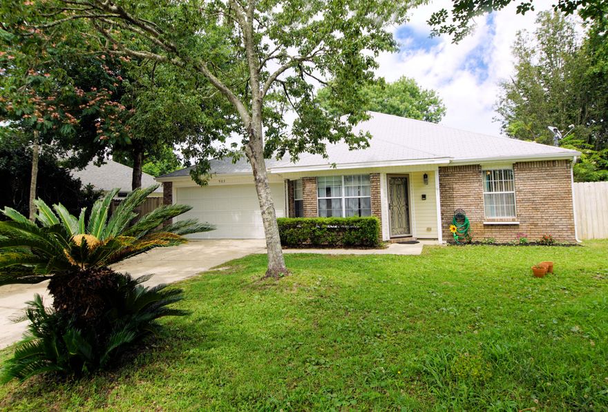 Close commute to Eglin AFB,Hurlburt Field.This low maintenance all brick home is located at the end of a cul-de-sac. One of the larger lots has a fenced backyard. Entering the home you will notice the high ceiling and fireplace in the great room. Kitchen has lots of counter space and a stove top and oven installed in 2016. Master suite is located in the back of the home. Master bath has a whirlpool tub. There is an office off the Florida Room that could also be used as a fourth bedroom. New hot water heater installed June, 2017 and a top of the line Trane HVAC installed in April, 2017. This home is a must see!