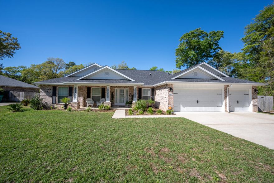 Welcome to 5906 Wind Trace Rd, Crestview, FL! Nestled in a serene neighborhood, this charming home offers a perfect blend of comfort and style. Featuring 4 bedrooms and 3 bathrooms, this residence boasts 2,634 of living space, ideal for families or those seeking room to grow. Enjoy modern amenities including  split floor plan with a large family, living & dining Room and a 3 car garage. The family room has 10 Ft Ceilings and is open to the beautiful kitchen which is equipped with granite countertops, stainless steel appliances, 42 inch upper cabinetry and custom tile flooring. The master bath is nestled towards the rear of the home and features a tiled walk-in shower, tile flooring, separate soaking tub, double vanities & 2 walk-in closets and so much more!