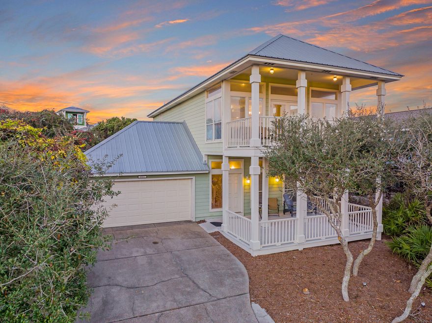 Nestled on 30A's coveted east end directly on Scenic Highway 30A in Seacrest, this impeccable 3BR/2BA beach cottage with private swimming pool and deeded beach access is the perfect base for all of your beach adventures or the inspiration for your development dreams with a large lot with potential for expansion. A reverse design plan maximizes the phenomenal views of the gulf available from the second floor living area and covered balcony. Natural light pours into the open concept living and dining area centered around a gas fireplace with beautiful hardwood floors and 10' ceilings. The kitchen offers a breakfast bar, stainless steel appliances, ample cabinetry, and a travertine backsplash. The spacious master suite is also located on the second level with an ensuite bathroom. On the first