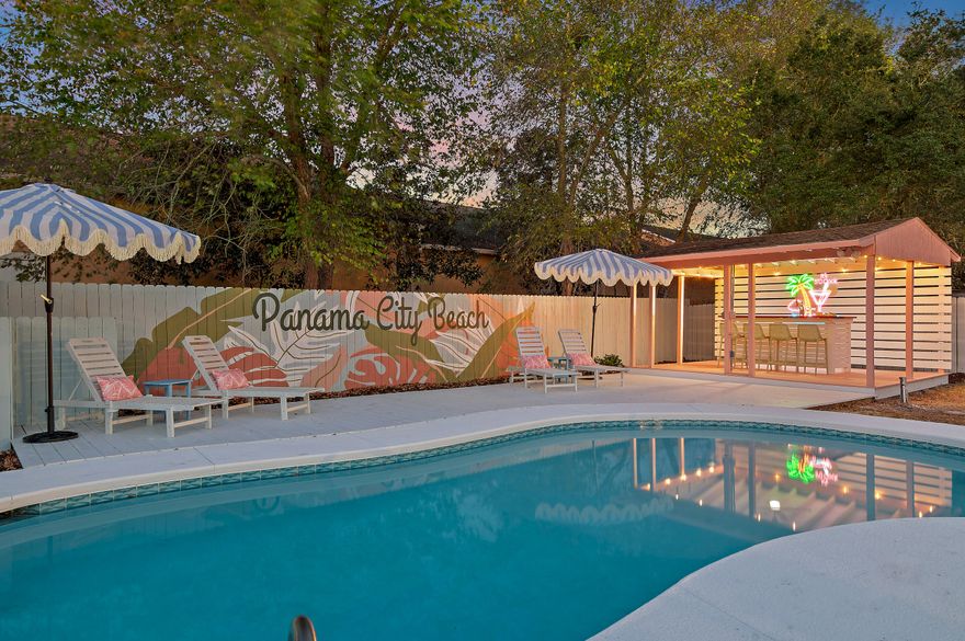 Tucked away on the quiet west end of Panama City Beach, just a short stroll to sugar-white sand, this fully renovated, turnkey coastal investment is ready to generate income from day one. Being sold completely furnished, it's set up for immediate short-term rental success with no downtime.The home features a bright, open layout with vaulted ceilings, a split floor plan, and seamless indoor-outdoor living. Guests will love the private pool and screened-in porch, ideal for maximizing rental appeal.Situated on a rare 1/4-acre lot with no HOA and short-term rental approval, this property offers flexibility and strong upside. A brand new roof adds peace of mind.All measurements are approximate. Buyer to verify all details.