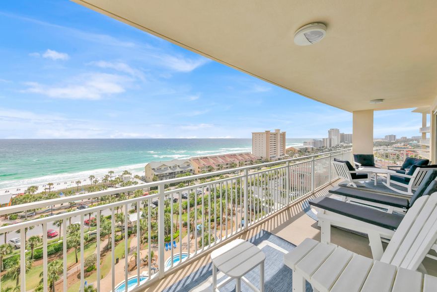RARE FIND ALERT w/ Deeded beach access, gulf front pool, and a designated covered parking spot! This spacious and stunning beach condo showcases mesmerizing gulf views and leaves nothing to desired. Located in the Heart of Destin, Sterling Shores is a 9 acre, gated beach community with elegant landscaping, private deeded beach access, two pools + more! This 3 bedroom unit is the RAREST of all floor plans - The coveted 'Islamorada' floor plan is highly desired by investors and vacationing guests. The expansive kitchen boasts endless granite countertops, custom storybook cabinetry and stainless steel appliances.  Sold fully furnished- complete with upscale designer decor and furniture.  A phenomenal rental history - this one is one your friends, family and vacationing guests will enjoy!