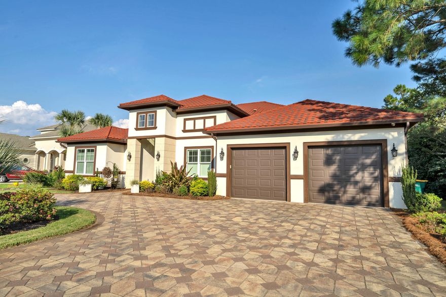 WHAT A VIEW! Enjoy Choctawhatchee Bay to the north beautiful views of the 17th green to the south of this gorgeous home.Only 3 years old, completed in 2019. This home has every extra you could want including enclosed pool w/lanai and golf course rated screens. Smart Home Touch Technology too! The open kitchen with an island features an oversized gas cooktop, double oven, large pantry, touch free faucets, pendant, recessed and under-cabinet lighting, along with a wet bar with a wine fridge.The open concept family room with a dining area on one end and custom cabinets and shelving surrounding a gas log fire place and wall-mounted TV on the other end also features a gorgeous coffered wood ceiling! This home is also located in a X flood zone (low risk zone) See additional features in documents