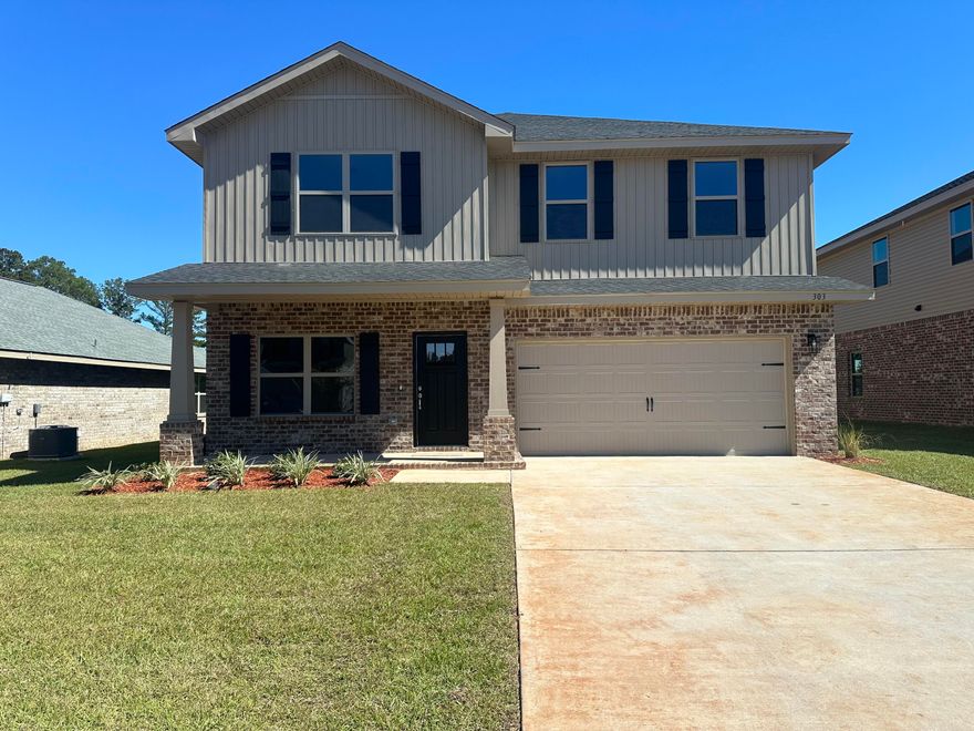 This beautiful new build is being built in North Crestview in our neighborhood Ridgeway Landing. Ridgeway Landing is within close proximity to shopping, schools, restaurants and more. It offers streetlights, sidewalks, underground utilities and a community pool! This home is 3105 sq ft and has 6 bedrooms, a bonus room and 3.5 bathrooms! It is 4-sided brick, has an automatic fully finished 2-car garage, fully sodded yard with irrigation and some landscaping. Some upgrades that have been added to this home include craftsman style elevation, Coretec Pro-Plus flooring with carpet only in bedrooms and stairs, a separate walk-in shower and garden tub in the master bathroom and granite countertops in kitchen and bathrooms!