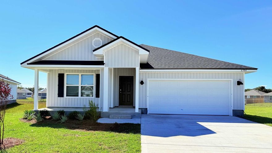 Welcome to Rivers Cove featuring a beautiful community pool and playground. The Cali model, one of our most sought-after designs, offers a fantastic open layout for relaxed living. Offers 4 bedrooms, 2 bathrooms, a covered back patio, 2-car garage, and the 'Smart Home Connect' System with various convenient Smart Home devices. The well-appointed kitchen includes stainless steel appliances, a smooth-top range, built-in microwave, quiet dishwasher, corner pantry, island bar, eye-catching wood-look flooring, and plush carpet in the bedrooms. Bedroom 1 and the adjoining beautiful bath boast a large walk-in closet, double vanity sinks and more. Fabric Hurricane window and door protection is also included.