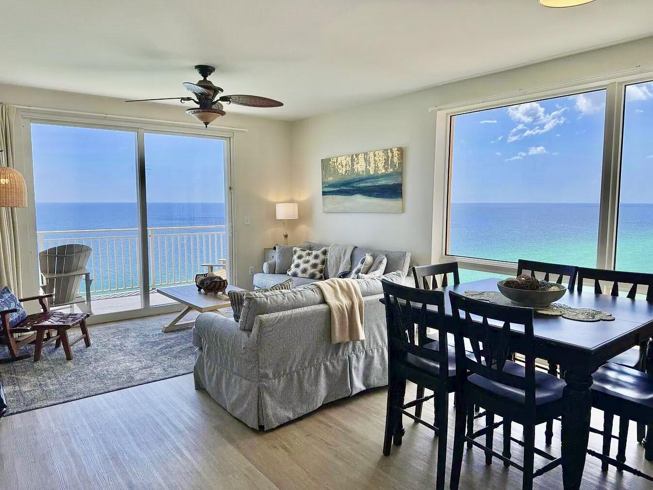 Welcome to a stunning penthouse unit with unmatched Gulf views! Conveying fully-furnished, this exceptional getaway can be a lucrative investment property as well as a coastal escape for you and your family. This top-performing property comes with rental projections at $90,000 - $100,000 and cash on cash return projections at 6.6% annually. This top-floor condominium has a wonderful layout with gorgeous west-facing windows. This beachfront escape has two primary suites and a seaside-style bunk room with its own full bathroom. The living space has been designed with a coastal feel and the dining space enjoys the best views on the Emerald Coast. Soak in breathtaking views from three separate beachfront balconies. And savor all of the wonderful amenities at Splash Resort which include two heated beachfront pools, a heated lazy river, hot tub, splash water park, movie theatre, gas grills, poolside bar and grill, fitness center and covered parking. This extraordinary getaway comes fully-furnished with a strong rental history. Actual rental history, rental projections and estimated expenses are available. Capture the best beach lifestyle and make unforgettable memories along the Emerald Coast!