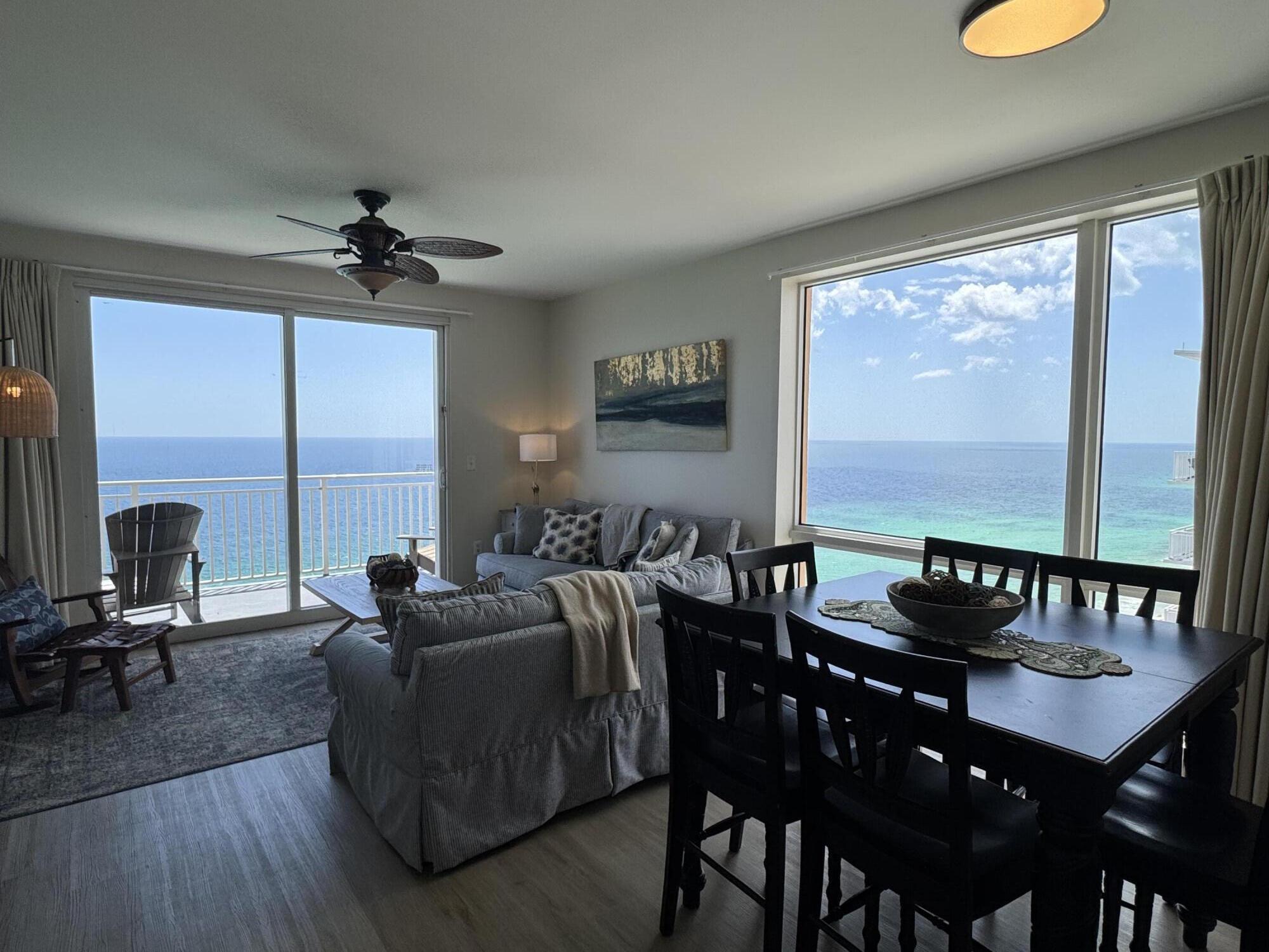 Welcome to a stunning penthouse unit with unmatched Gulf views! Conveying fully-furnished, this exceptional getaway can be a lucrative investment property with rental projections at $90K and cash on cash return projections at 6.6% annually. This top-floor condominium has a wonderful layout with gorgeous west-facing windows. This beachfront escape has two primary suites and a seaside-style bunk room with its own full bathroom. The living space has been designed with a coastal feel and the dining space enjoys the best views on the Emerald Coast. Soak in breathtaking views from three separate beachfront balconies. And savor all of the wonderful amenities at Splash Resort which include two heated beachfront pools, a heated lazy river, hot tub, splash water park, movie theatre, gas grills, poolside bar and grill, fitness center and covered parking. This extraordinary getaway comes fully-furnished with a strong rental history. Actual rental history, rental projections and estimated expenses are available. Start enjoying the best of the Emerald Coast from this luxury penthouse today!