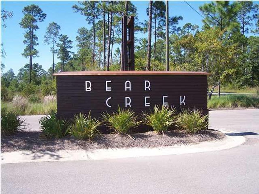 Great opportunity to own a large homesite only minutes from the world's most beautiful beaches and the bay! Bear Creek is located South of Hwy 20 and convenient to area waterways, Scenic Hwy 30A, Elgin AFB, Pier Park, Destin and major commerical airports. No Build Out Time!!Bear Creek neighborhood Amenities includes swimming pool ,tennis courts, basketball court,excerise area clubhouse etc.Buyer to verify all data and dimensions.