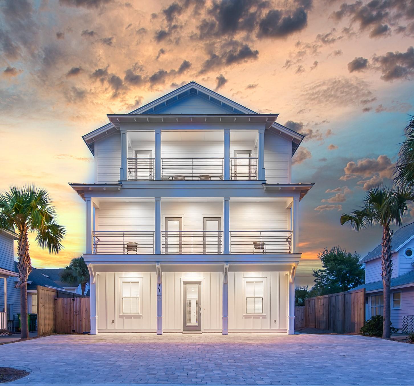 When looking for both location and an incredible rental investment, this home has it all. This beautifully furnished 8 bedroom, 8.5 bath beach home is located just off Scenic 98 in desirable Crystal Beach with $220K+ projected gross rental income! It is ideally located just a short walk or golf cart ride to Shirah public beach access and close to great coastal restaurants, a world class spa, premium shopping, fun entertainment, and beautiful Henderson Beach State Park. This home provides the perfect setup for outdoor entertaining with an oversized saltwater pool, cascading waterfall hot tub, large pool deck, outdoor kitchen & grilling area, and expansive balconies. Boasting 4,140 sq ft, this home features 6 king master suites and two custom bunk rooms all with private en suite baths.