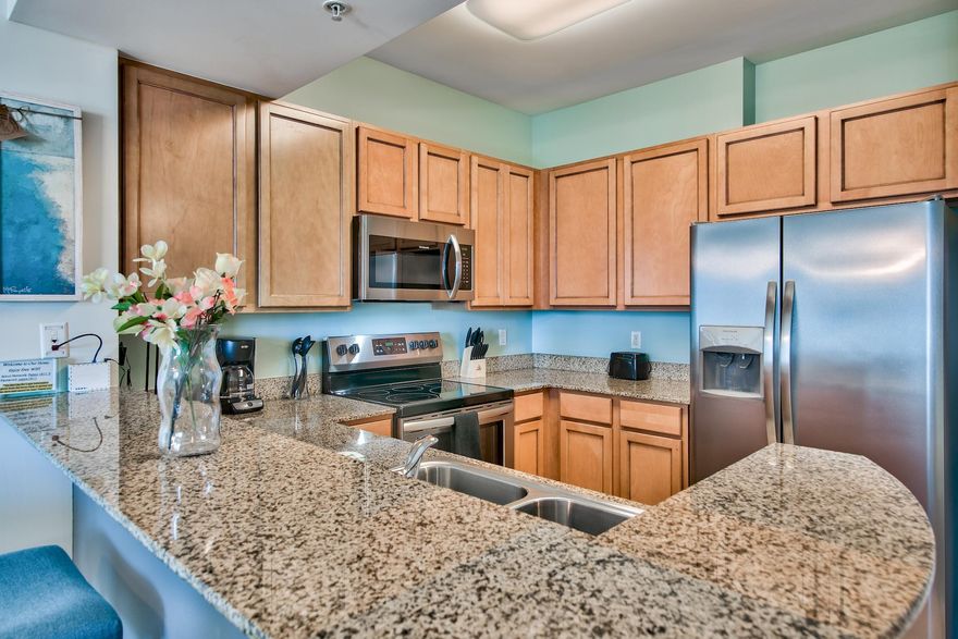 Gorgeous 8th floor unit with spectacular Gulf and resort views! This unit comes fully furnished and rental ready!Gross rental projections over $40K! Tons of updates throughout, new Stainless Appliances, Refrigerator w/ ice and water dispenser. New Paint throughout, walls, trim & doors. New furniture, light & plumbing fixtures, artwork & flat screen smart tv's. King Bed w/balcony access & en suite bathroom w/garden tub and additional storage vanity. 2nd bedroom features custom built queen bed w/trundle & storage drawers, bathroom w/walk in shower plus NEW front load washer and dryer. Resort features world class amenities plus on site restaurant with room service and a coffee shop too! All utilities are included in HOA dues! Buyer to verify all information.