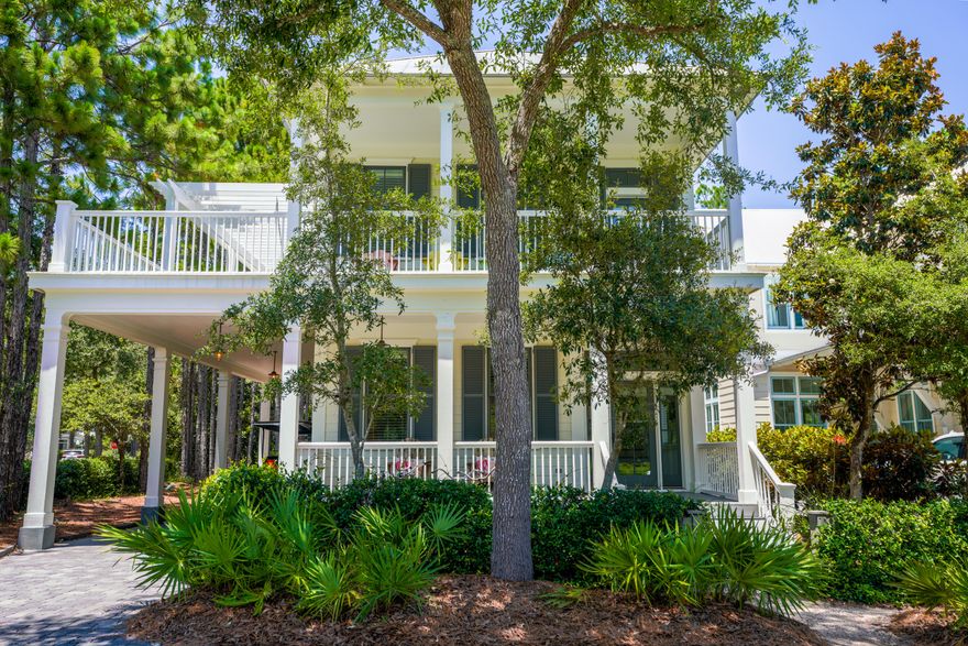 Rental ready 4 bedroom home located in Watercolor, less than 150 yards away from the newly renovated Camp Watercolor, making it a highly desirable rental or full time home. This Historical Concepts designed beach cottage, is set on a corner lot across from an intimate tree lined park. The open concept floor plan provides an easy flow throughout the main living spaces. A newly renovated kitchen with custom cabinetry, granite counters and center island is open to the living and dining areas at the rear of the home, leading to a large covered porch. The first floor features 1 downstairs bedroom and hall bath. The remaining bedrooms are upstairs which include the spacious Master suite with en suite bath featuring a walk in shower and claw foot tub. The Master King Suite on the second floor also includes a private balcony overlooking the backyard. Two additional bedrooms are available on the second floor including one with built-in bunk beds, each with private baths. Both of these bedrooms can access a partially covered wrap around porch, great for lounging after a day at the beach. The home's exterior features also include a large attached covered carport and side entry. The expansive backyard, can easily accommodate a pool. The existing homeowner, has provided a design plan for a 12x24 ft Grecian style rectangular pool. Appropriate neighborhood approvals after purchase are required. The new Camp Watercolor offers a lazy river plus two additional pools and a poolside cafe. The impressive recently renovated Watercolor Beach Club sits above the dunes and features beautiful gulf views from three pools and a poolside restaurant. Contact us today to schedule your private showing and be one step closer to living the Watercolor beach lifestyle. Home is being sold furnished with some exclusions.
