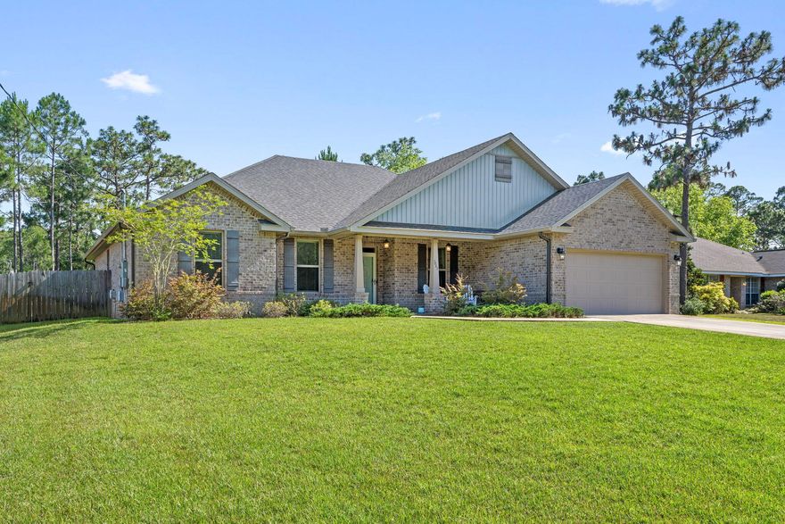 Live the ultimate Florida lifestyle in this beautifully appointed 4-bedroom, 3-bath all-brick home, ideally situated on a quiet street in the sought-after Holley by the Sea community. Nestled on a generous 1/2-acre lot, this property offers your own private oasis with a sparkling Gunite pool, screened lanai, and a full pool bath for added convenience. Perfect for seamless indoor-outdoor living and entertaining. Step inside to an open, airy layout featuring luxury vinyl plank flooring in the main living areas, granite countertops, stainless steel appliances and recessed lighting. Elegant trey ceilings with crown molding add a sophisticated touch, while a versatile flex room offers the perfect space for a home office, gym, or playroom. The spacious primary suite is a true retreat, complete with double vanities, a soaking tub, and a separate tile shower. Additional highlights include a fully fenced backyard, hurricane shutters, new water heater in 2024 and solar panels that will be paid off at closing, offering energy efficiency and peace of mind. Conveniently located minutes from shopping, dining, Hurlburt Field AFB, and the white sand beaches of the Gulf of Mexico, this home blends comfort, convenience, and coastal charm in one perfect package. Homes with this combination of features, location, and lifestyle don't last long...Act quickly to make it yours before someone else does!