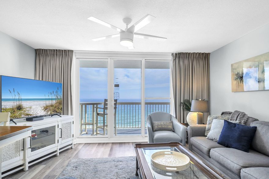 Escape to the beach at this Gulf-front condo located on the 12th floor of the popular Pelican Beach Resort in the heart of Destin. This one bedroom condo also features built-in hallway bunk beds, providing additional sleeping space for guests and making it a great option for both personal use and vacation rental potential. Wake up to the sound of the waves and take in breathtaking views of the emerald waters and sugar-white sand from your private balcony. Whether enjoying your morning coffee or watching the sunset over the Gulf, the scenery creates the perfect coastal backdrop. Inside, the condo has been thoughtfully updated with fresh paint, luxury vinyl plank flooring, updated fixtures, new furnishings, and scraped ceilings, creating a clean and inviting coastal feel. The open living area flows into the dining space and kitchen, offering a comfortable layout for relaxing or entertaining after a day at the beach. The kitchen features granite countertops, stainless steel appliances, and ample space to prepare meals while still enjoying the Gulf views from the main living area.

Pelican Beach Resort offers a wide range of amenities designed to make every stay feel like a vacation, including direct beach access, indoor and outdoor pools, a hot tub, fitness center, sauna, tennis and pickleball courts, a game room, EV charging stations, and the on-site Pelican Beach Cafe and Tiki Bar. The central Destin location places you close to many of the area's most popular attractions including Big Kahuna's Water and Adventure Park, Henderson Beach State Park, Crab Island, Destin Commons, and a variety of restaurants, shopping, and entertainment. Whether you are looking for a personal beach retreat, a second home, or a vacation rental investment, this Gulf-front condo offers an excellent combination of views, updates, and resort amenities. Buyer to verify amenites.