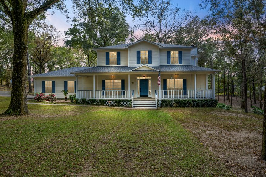 BACK ON MARKET NO FAULT of Sellers!!! Wow Wow Wow!! RARE find!! Don't miss out on this Gorgeous farmhouse and 6.64 ACRES! This home has so much to offer and has been meticulously maintained! New ROOF 2021 and New driveway re-surfacing 2021!! It Also features new paint, flooring, beautiful oak cabinetry with granite countertops and Stainless Steel appliances! All bathrooms have granite countertops and both showers feature tile! Enjoy your nights on the back deck listening to the sounds of nature. This home is located just minutes from the new Publix, Winn Dixie, Middle School and High School. Do not delay call today!