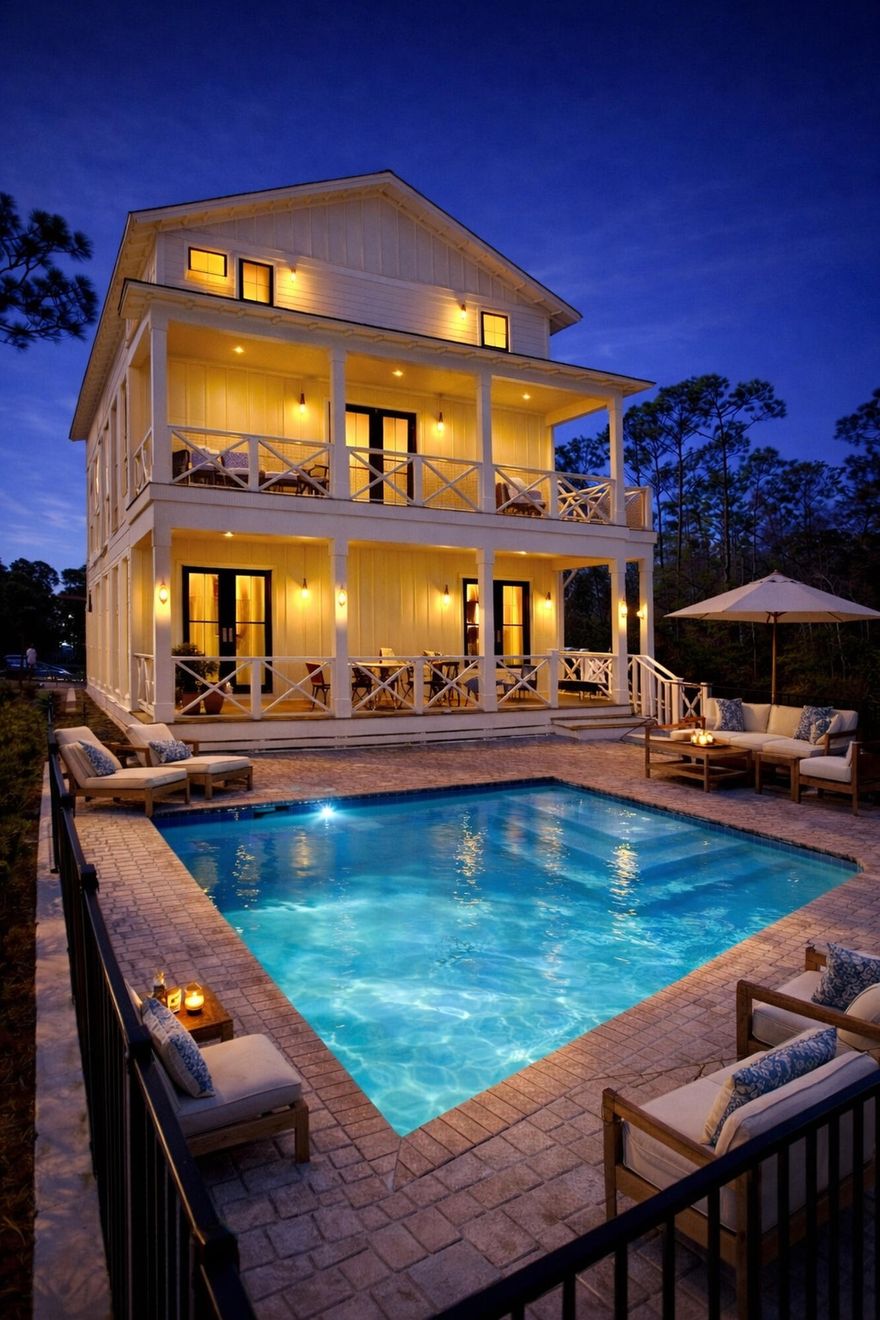 Brand new - 5 bedroom, 5.5 bath house in gated Treetops neighborhood adjacent to Seacrest with excellent rental projections ($150,000+) and deeded beach access just half a mile away. (Free golf cart beach shuttle picks up 50 yards from house) Enjoy a coastal chic, open concept design perfect for entertaining. The main floor (second floor) includes the living room, dining room, kitchen and laundry room. The first floor includes a two-car garage, entry way and two guest suites with private bathrooms. The third floor includes the spacious master suite with a luxurious master bathroom and a huge closet. The third floor also hosts two additional guest suites with private bathrooms. Treetops offers direct access to both 30A and Hwy 98 with easy access to Rosemary, Seacrest and Alys Beach.