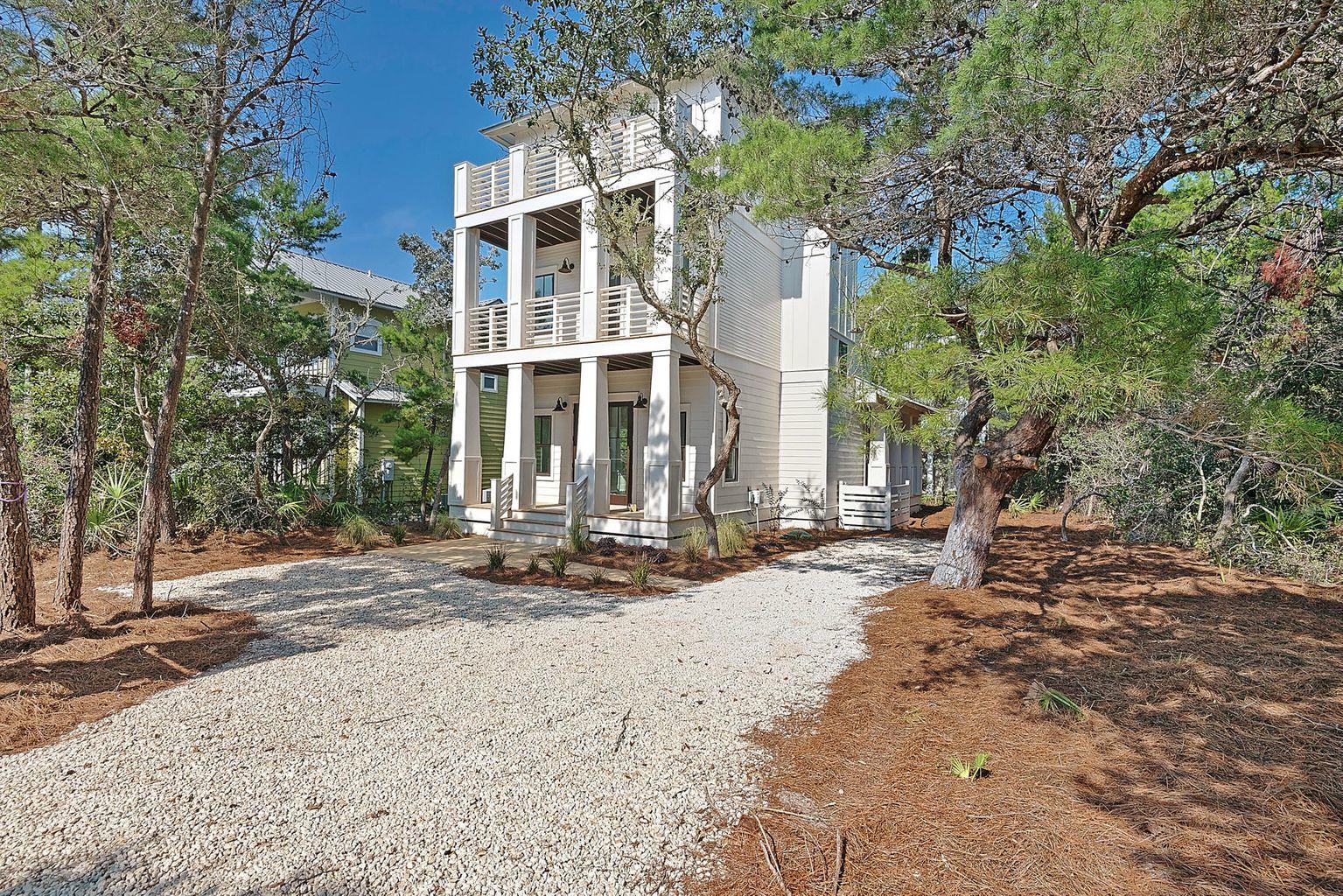 Property is Under Contract with a short inspection period. Seller is accepting Back up offers this week. Home is available to show this Saturday, August 7th on the turn (10am-3pm) This exquisite beach house rests among the patriarch oaks of beautiful Seagrove Beach, and was constructed with exceptional quality, style and elegance. New coastal decor and furnishings welcome you upon walking into the open concept floor plan. The living room is spacious and the kitchen is designed with brushed metal subway tile backsplash, stainless steel Samsung appliances, granite countertops, modern finishes and plenty of storage space. Just beyond the kitchen there is a guest bedroom and full bathroom conveniently located on the first floor. There is a one-of-a-kind custom bunk room located on the second