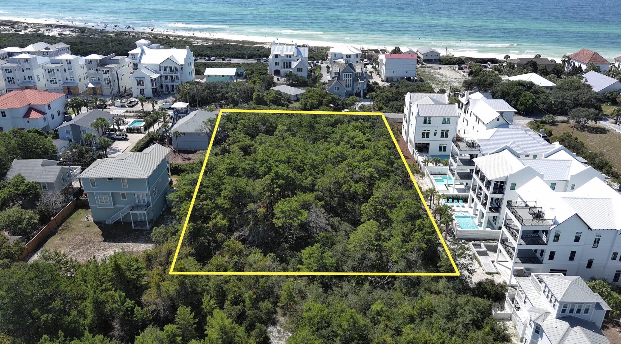 Presenting one of the most desirable undeveloped properties along 30A in Inlet Beach, just 1.5 blocks from the pristine Emerald Coast waters of the Gulf of Mexico. With a finite # of remaining lots of this size, at 1.14 acres, this high & dry Pompano Street lot is perfectly positioned to become a private legacy family sanctuary with Gulf views or a low-density subdivision of four lots.