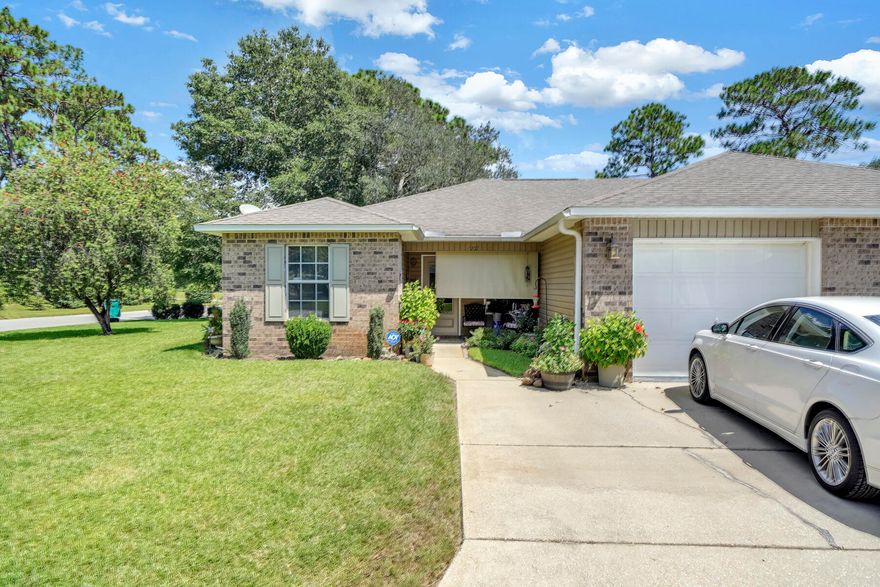 Lovely ONE-STORY 3 bedroom/2 bath end unit townhouse with a large side yard. Easy commute to both bases! W/ acceptable offer, seller will pay $6,000 toward inspection repairs or buyer's closing cost, not to include points or non-standard closing cost. A well-designed split floorplan feels like a home with 10 ft ceilings in the living room, tray ceilings and crown molding. Kitchen has granite counter tops, tumbling tile backsplash. Laundry room las a large pantry. Also, a large master and a large walk-in closet will provide a wonderful home. The exterior is a low maintenance vinyl and brick. The interior doors are also larger than standard width. A front porch also has a pull-down sunshade to thwart the afternoon sun.  A beautiful well maintained yard make this feel like home!!