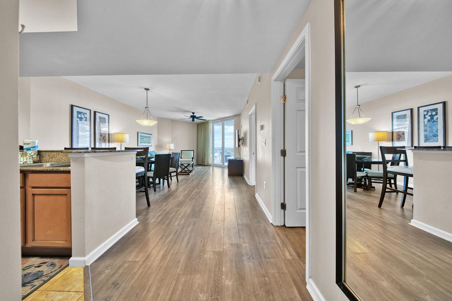 Accepting backup offers. Great opportunity to own a 8th floor rental ready and full furnished condo nestled in the heart of Destin. Imagine yourself waking up to unobstructed views of crystal clear emerald waters, sugar sand beaches with the backdrop of the Henderson State Park! Seller has recently put $11,000 into renovations. This unit includes new flooring, updated master bath, new kitchen supplies, granite countertops, washer and dryer. The master bedroom has beautiful gulf-views and it's own en-suite bathroom with newly added convenient sliding glass doors to the shower/tub combo.  The Palms of Destin community has lots of charm with lush tropical landscaping and premium amenities.  Discover all the best this resort has to offer including