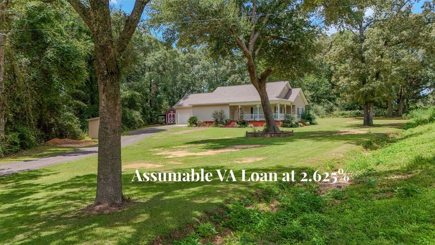 Assumable VA 2.625% loan @ $975/mo for veterans only! If you've been looking for a beautiful brick country home on a comfortable 1/2 acre homesite, don't miss this one. New roof and new HVAC in 2021. Laminate and tile flooring throughout and a huge kitchen with more oak cabinets than you could imagine, including a center island and pantry! The utility room is roomy with a utility sink, leading to the oversized 2 Car Garage. The master suite is right-sized with a double vanity, walk-in shower and walk-in closet. Outside living area with open patio is complete with TV connection, ready for game day or family fun. There is an outside storage building and the crawl space has been updated by ALPHA Foundations with lots of insulation and protective barrier to ensure more energy efficiency.