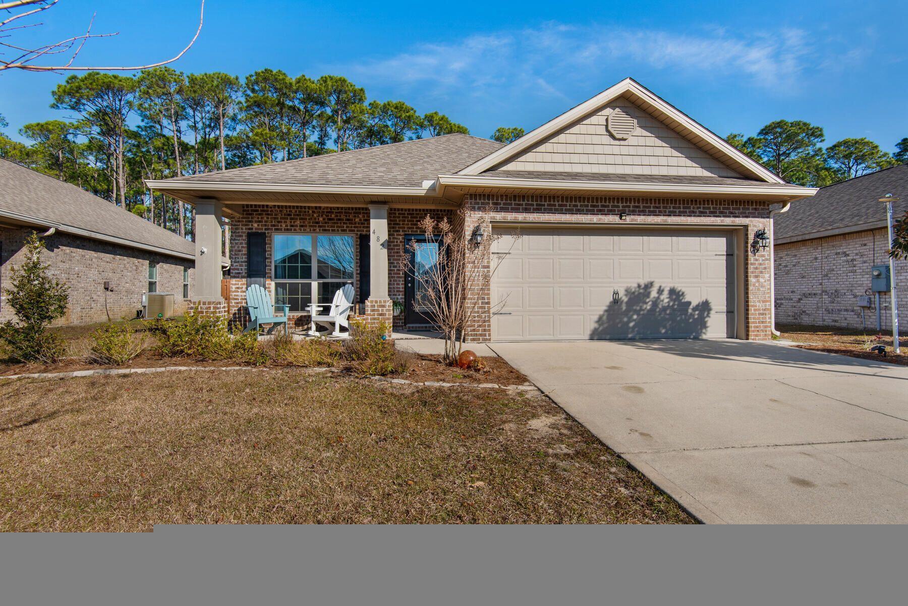 This 3 bedroom/2 bath home sits on a large private lot in the beautiful community of Driftwood Estates. Need a 4th bedroom? Can convert the bonus room/study. This open concept home has porcelain wood-like tile floors throughout with carpet in the bedrooms. Granite countertops in the kitchen and both bathrooms add a little luxury to the home. The large community pool and clubhouse are right around the corner. Driftwood is near Sacred Heart Hospital and the Sandestin Resort. New well, sprinkler system and sod is being installed.