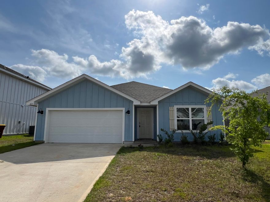 Available 06/16/2025.... Desirable newer home in Shoal River Landing, a pool community, features this 4/2 with 1830 sqft.  Open concept living areas boast spacious kitchen with island, pantry and plenty of cabinet and counter space.  Large bedrooms with neutral paint throughout.  Walk in closets, nice bathrooms, level lot and more.  Steps to the community pool.  No inside smoking or vaping. Pets will be allowed with a $400 non-refundable pet fee with approval.  Privacy fenced back yard and covered back patio.  2 car garage and easy commute to the bases, beaches and shopping.