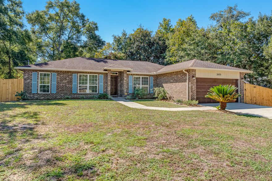 Comfort and style await!  Located only minutes away from some of the Emerald Coast's most beautiful white sandy beaches, community boat launch areas, locals' favorite restaurants, and shopping facilities, step into this beautifully designed home that lives LIKE NEW.   This home's split floor plan offers 4 newly painted and newly carpeted bedrooms plus a versatile flex space, perfect for a home office, formal dining, or playroom. With 1,835 square feet of thoughtfully planned living space, and an open floor plan, this home is ideal for both comfortable living and effortless entertaining.The spacious kitchen is the heart of this home, offering granite countertops, a granite island, hop-up bar, premium cabinetry, recessed lighting, a newly installed backsplash, and stainless-steel appliances...some of which are only 2 years old (range, microwave, dishwasher). Enjoy casual meals in the breakfast nook with a charming bay window that overlooks the backyard.

The owner's suite offers a large bathroom with a double vanity, garden tub, separate shower, and large walk-in closet.

Step outside through double sliding glass doors to a 12x10 backyard deck, perfect for relaxing, dining, or entertaining guests. 

Additional features of this home includes ungraded vinyl flooring in all wet areas and the flex area/dining space, brand-new carpet in non-wet areas, 2025 water heater, beautiful front door hardware with keyless entry capabilities, knock-down ceilings, fresh interior paint throughout, gutters, partially new fencing, security cameras, a video doorbell, recently pressure washed driveway and deck, a newly painted front door, beautifully enhanced curb appeal, fire pit area out back and so much more.

This house effortlessly combines style, comfort, and functionality on a generously sized lot and is ready for your personal touch.  Don't wait!

Buyer is responsible for verifying all data and information including lot size and room measurements as it is deemed to be reliable but not guaranteed.