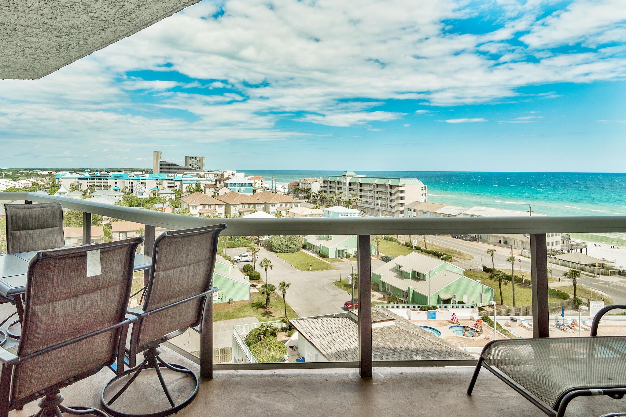 Enjoy the view of the gulf and the pool from this 7th floor condo at Surfside Resort.Master features king with with that INCREDIBLE VIEW!Guest room features two full size beds and a private bath.Spacious living room-open dining area. Property is rent ready with an impressive rental history.