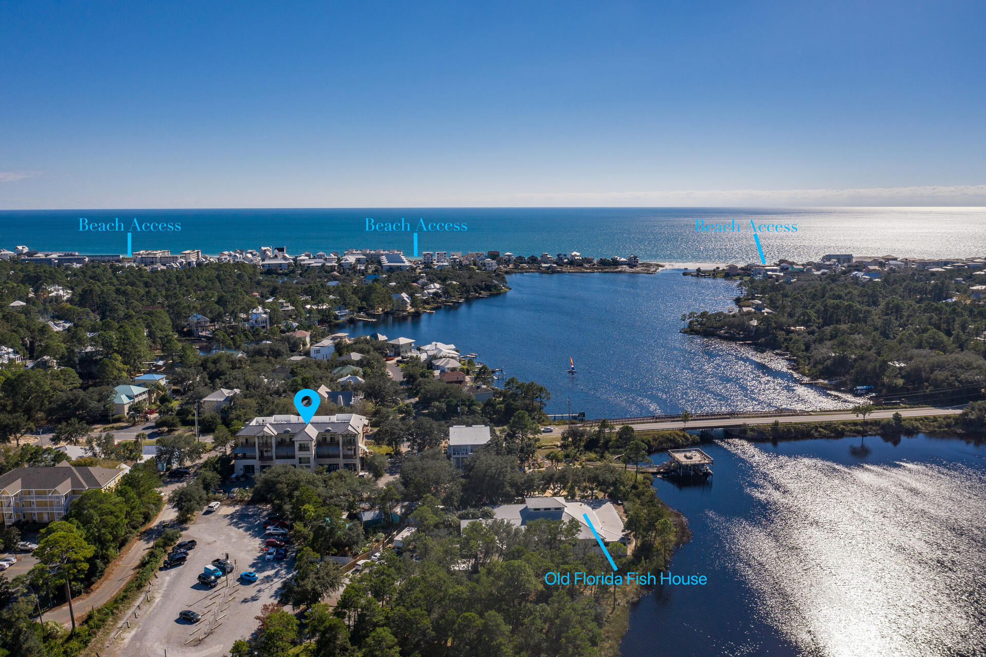Elegantly unique residence with stone and hardwood floors and a gourmet kitchen complete with nice high end appliances. These condos are quite special. 2 bedroom, 2 story with over 1900 square feet! Awesome sunsets over Eastern Lake with views to the Gulf of Mexico. Buyer is responsible for personally verifying details about this property. Any information contained in this listing is believed to be accurate but is not guaranteed. Beach accesses: Walton Dunes # 8 258 Beachfront Trail; Sugar Dunes #9 11 Beachside Drive; Eastern Lake #10491 Eastern Lake Road. The fish basket and black drop leaf table do not convey. NOTE: Buyer understands that it is the intent of the seller hereunder to dispose of this property as a portion of a 1031 Tax Deferred change at no expense to the Buyer. The buyer agrees to cooperate by accepting instructions and/or addenda required in connection with the exchange, but without liability for said exchange. END