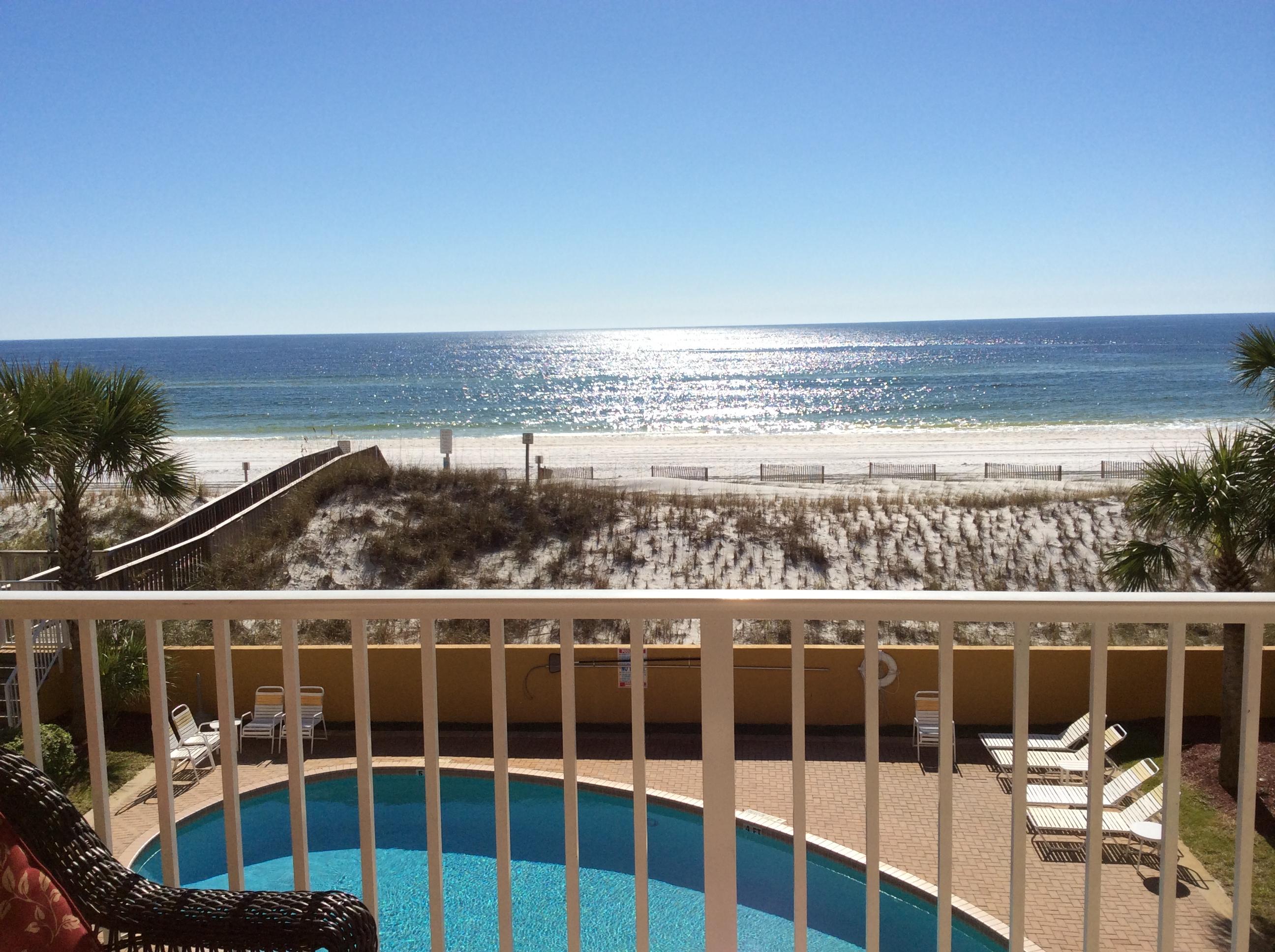 MUST SEE this remodeled, GULF FRONT condo on Okaloosa Island. Straight on views of the pool, beach and Gulf of Mexico...close enough to hear the surf! Beautifully decorated in ''beach chic urban'' decor with designer touches throughout. This condo is not a rental however other rental condos in the building bring in excellent revenue. Living room features floor to ceiling doors and windows, w/sliders opening to 8x12 Gulf front balcony. Master bdrm features large walk-in closet and side window. Master bath features separate shower and jacuzzi tub. Property amenities include a heated pool, poolside restrooms,wooden walk-over to beach and two outside showers. This is a ''mid-rise'' building with only 7 stories and 20 condos.