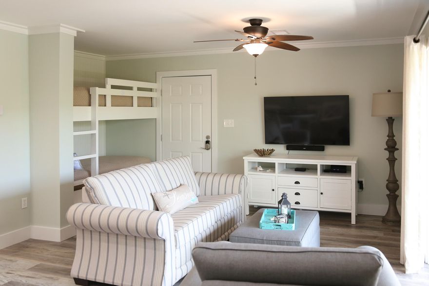 Located in the heart of Seagrove, Beachwood Villas is an exceptional low density complex right on 30A.  With an easy stroll to the beach, this 1 BR | 1 BA condo is perfect for vacation rentals. 
 The unit was updated in 2020 with all new paint, bunks and flooring. Beachwood villashass lovely green space, two community pools, shuffle board, and a tennis court with pickle ball too!  Being sold rental ready. Come see this adorable condo that is also walking distance to Seaside and so close to all the shopping and restaurants along 30A.  Being sold rental ready.