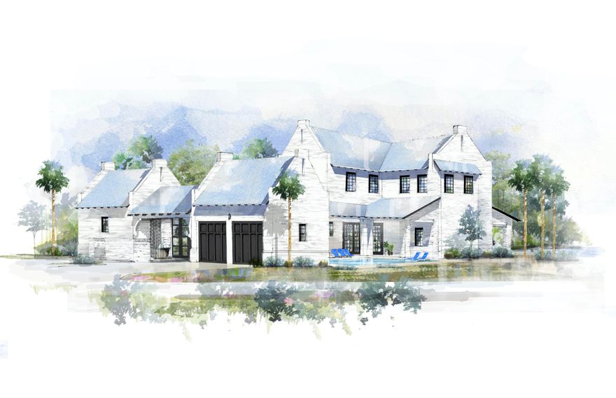 Under construction in the Churchill Oaks neighborhood, the expanded Savannah plan offers 4 bedrooms and 4 and 1 half bathrooms, a 2-car garage, with private pool & courtyard. Enjoy an abundance of outdoor living space with multiple covered verandas overlooking the lake, summer kitchen, and swimming pool. The open concept design inside the home is perfect for entertaining and complete with wet bar and chef's kitchen. Other notable features include custom full overlay shaker style cabinets, quartz countertops,  Thermador appliances + more high-end finishes.