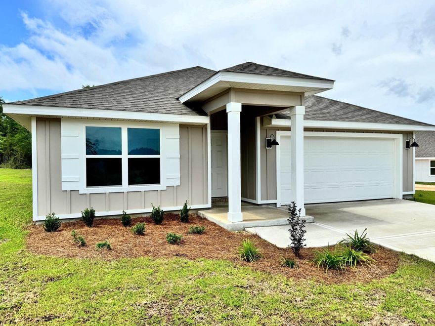 Welcome to Rivers Cove featuring a beautiful community pool and playground. The Cali model, one of our most sought-after designs, offers a fantastic open layout for relaxed living. Offers 4 bedrooms, 2 bathrooms, a covered back patio, 2-car garage, and the 'Smart Home Connect' System with various convenient Smart Home devices. The well-appointed kitchen includes stainless steel appliances, a smooth-top range, built-in microwave, quiet dishwasher, corner pantry, island bar, eye-catching wood-look flooring, and plush carpet in the bedrooms. Bedroom 1 and the adjoining beautiful bath boast a large walk-in closet, double vanity sinks and more. Enjoy the stylish curb appeal in the rapidly growing area.