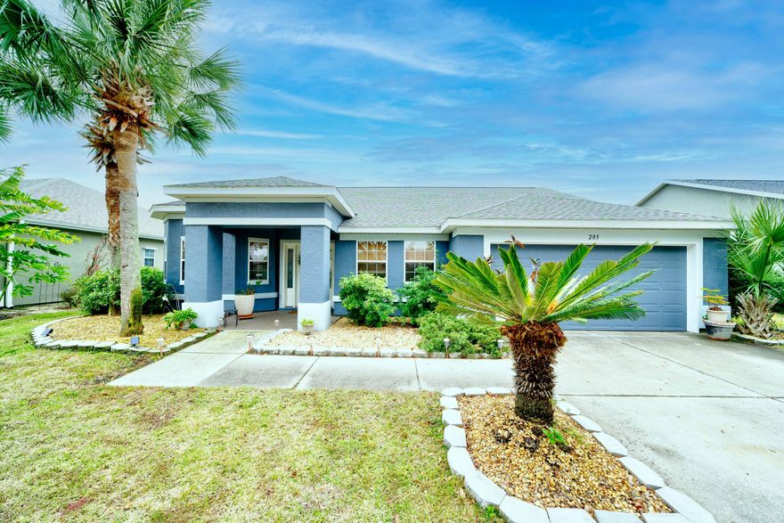 205 Covington Street, Palmetto Trace, 3 beds, 2 baths, 2 car garage plus driveway parking, 2 community pools, updates include new floors, gorgeous new kitchen w/ new cabinets, quartz counters, breakfast nook and stainless appliances. Master suite features walk in closets, master bath - double vanity and walk in, tile shower w/ glass door. Privacy fenced backyard and screened in back porch. Palmetto Trace is golf cart friendly, community pools, minutes from Pier Park and Pier Park North, Frank Brown Park, golf and the Gulf of Mexico! One of the best locations on the beach, stunning home! (Background check required, tenant covers all utilities, deposit is one month of rent, pets negotiable) Come visit today!