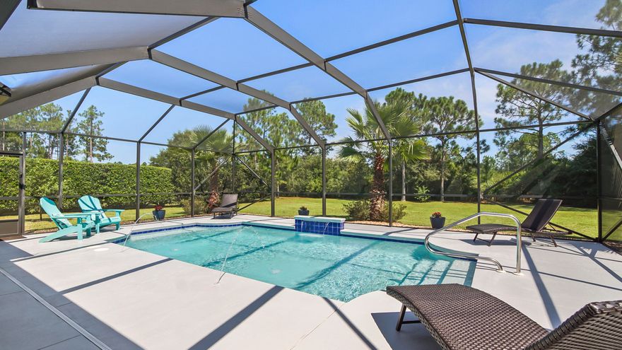 Welcome to your private retreat in the prestigious Windswept Estates golf community. This beautifully renovated home sits on a spacious .64-acre golf course lot with mature landscaping that provides both privacy and stunning curb appeal. Step inside to find an open, light-filled floor plan featuring all new LVP flooring (no carpet), crown molding, fresh interior paint, and Plantation shutters throughout. The renovated kitchen is a showstopper with granite countertops and modern finishes, while the updated bathrooms continue the theme of stylish upgrades. A cozy wood-burning fireplace anchors the living area, creating the perfect gathering spot. Outdoors, relax and entertain around the inground saltwater gunite pool with an enclosed lanai, ideal for year-round enjoyment. The yard is meticulously maintained with a private 40-foot irrigation well for efficiency. Practical updates provide peace of mind, including a new HVAC (2021), water heater (2021), and gutters already in place. This home combines modern upgrades with timeless charm in a prime golf course setting. Don't miss your chance to own a move-in ready property in one of Freeport's most desirable neighborhoods. Windswept Estates offers a lifestyle like no other, featuring an 18-hole par-72 championship golf course, a clubhouse with large swimming pool, tennis, basketball, and pickle ball courts, a playground for children, weekly food trucks, holiday parties, scenic nature trails, and the added peace of mind of a gated entrance with beautifully maintained landscaping throughout the community. This home blends upscale finishes, modern systems, and resort-style amenities into a rare, move-in ready opportunity. Don't let this one slip by.