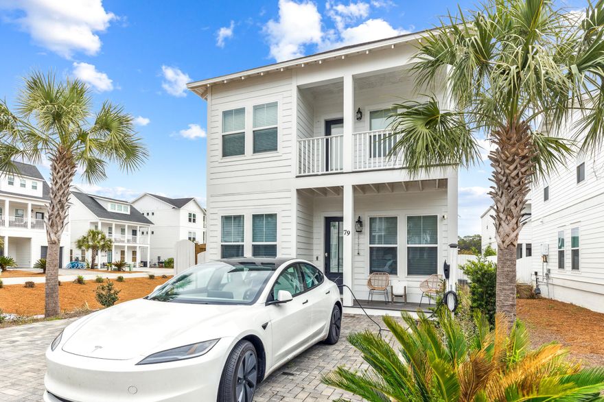 Welcome to The Ivy in Inlet Beach - a rental-friendly gem situated in a peaceful, rapidly growing neighborhood just minutes from Inlet Beach access, vibrant shopping at Watersound, 30Avenue, and Rosemary Beach and many well-known local and fine dining options. This stunning 4-bedroom, 3.5-bathroom home offers the perfect blend of comfort, style, and convenience, whether you're seeking a personal retreat or an investment property. Step inside to discover a spacious open-concept living area, and a modern kitchen ideal for entertaining. The large living and dining rooms provide ample space for gatherings on the ground floor. The second floor is home to a generously sized Master Suite with a spa-like en-suite bathroom, as well as two charming guest bedrooms. A Tesla Charger is included. Don't miss the chance to own or invest in this beautiful in-demand Inlet Beach property.  All dimensions to be verified by Buyer.  