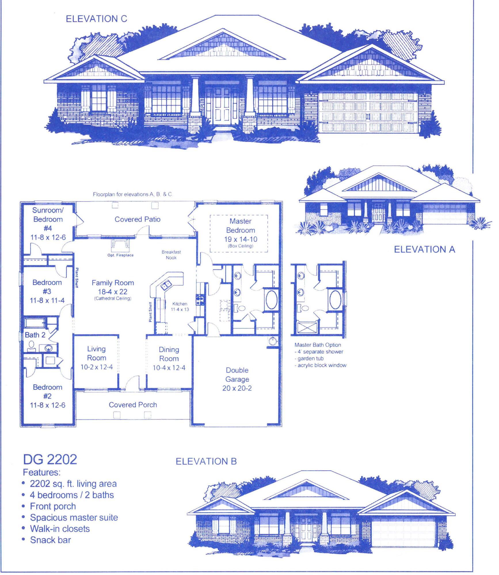 This traditional style home offers 4 bedrooms and 2 full bathrooms. It is 2202 square feet and has some flex space as well. This is a split bedroom plan. Cabinetry is hand crafted all wood and coordinates well with the countertops and upgraded flooring. The great room leads to the covered lanai and also has access from the Master suite. The garage is fully finished as well as comes with an electric opener. The exterior is front sided brick with beautiful maintenance free vinyl siding. The yard is fully sodded and professionally landscaped.